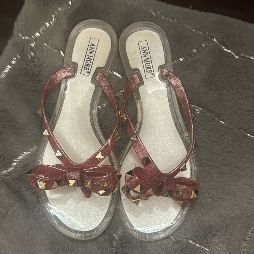 Ann More slip on pink sparkly sandals, never worn size 6